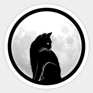 Black Cat and Full Moon Sticker